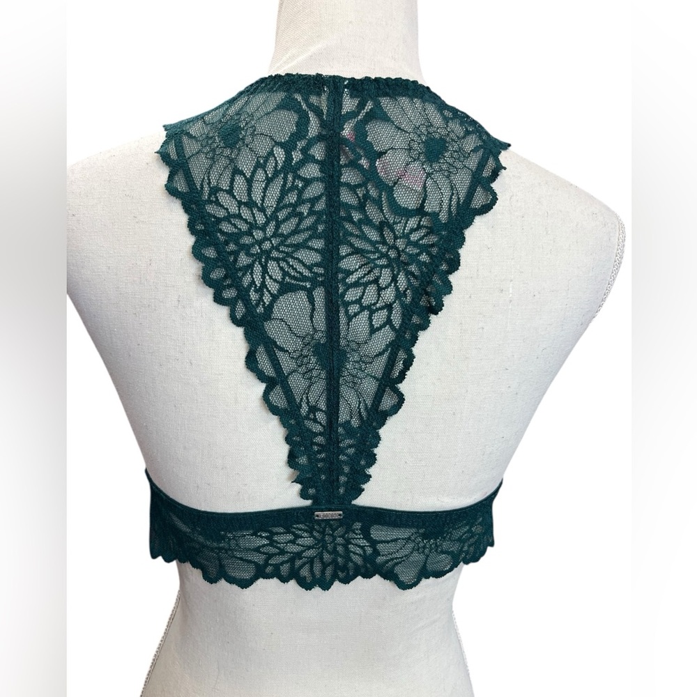 Victoria’s Secret PINK Teal Lace Racerback Bralette Large - Picture 4 of 8